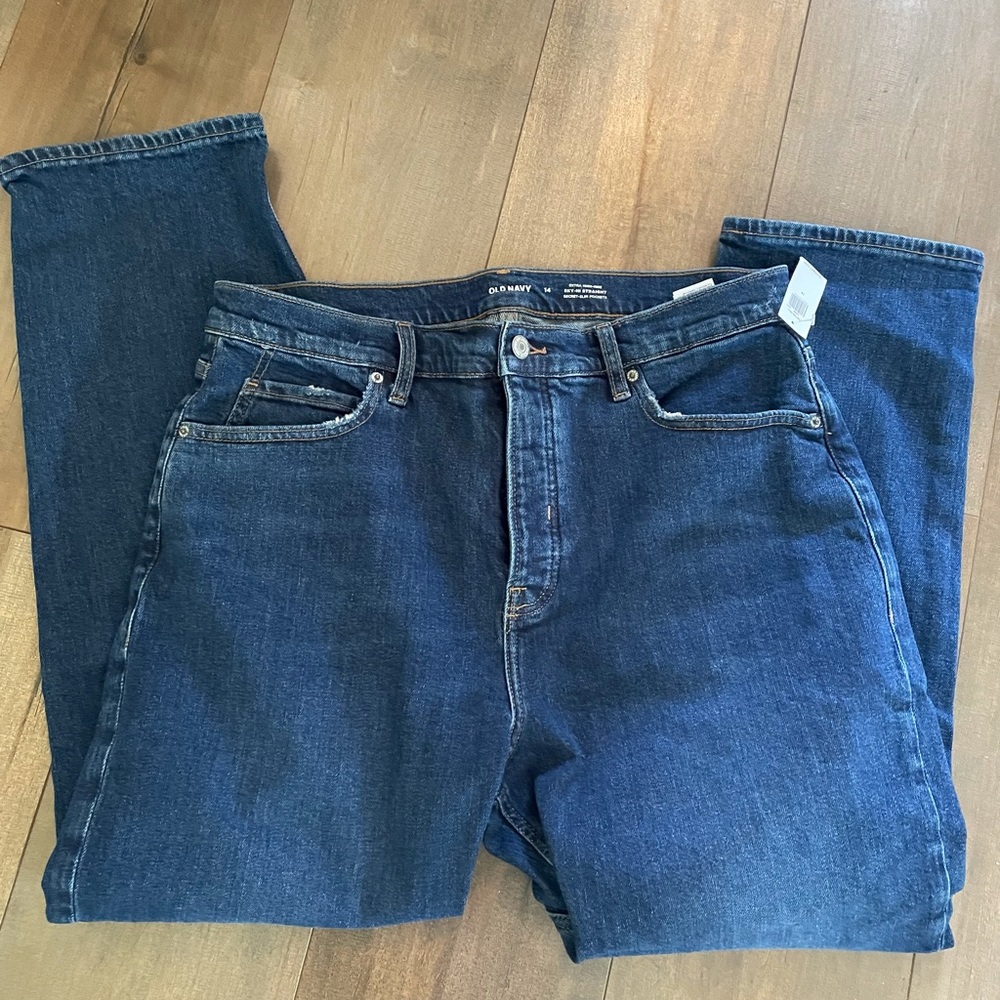 Extra high rise Sky hi straight old navy jeans size 14